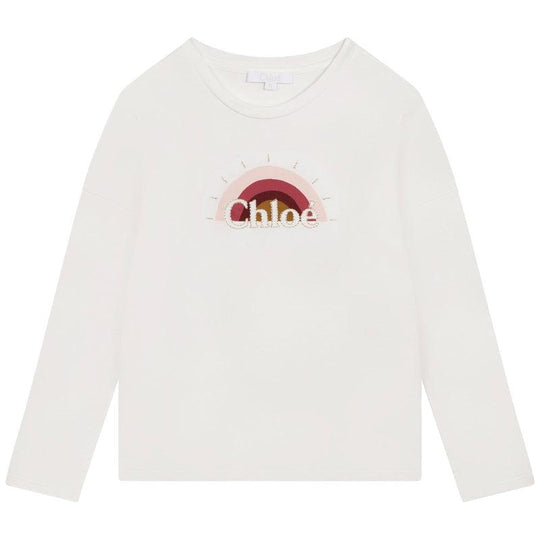 Girls White Rainbow Long Sleeve T-Shirt