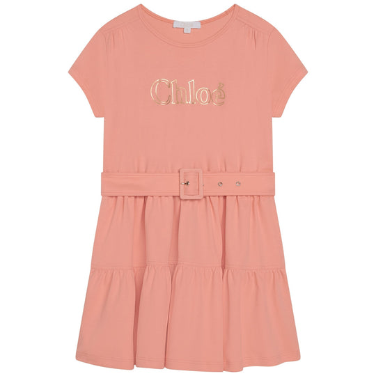 Girls Light Pink Dress+Belt