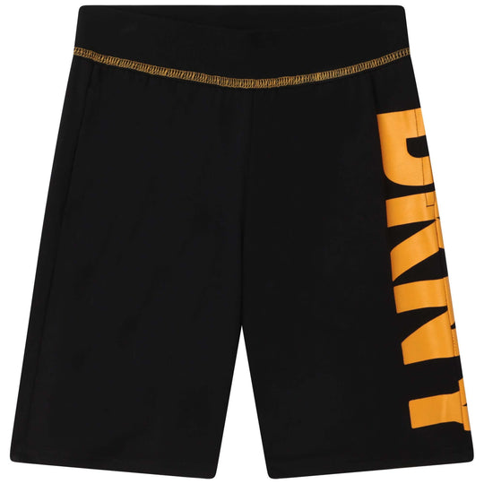 Boys Black Cotton Logo Shorts