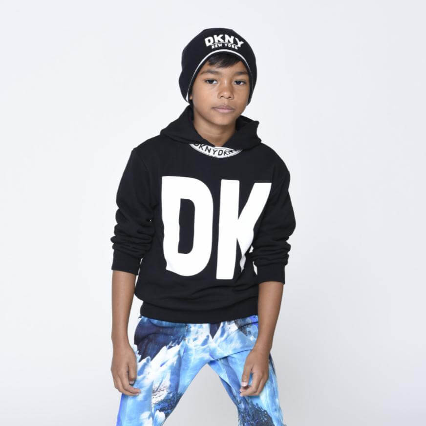 DKNY Boys Black Dk Hooded Sweatshirt