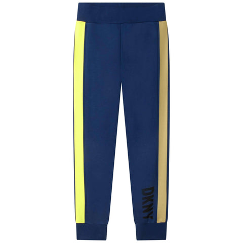 DKNY Boys Blue Cotton Logo Joggers