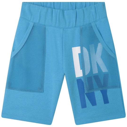 Boys Blue Cotton Logo Shorts