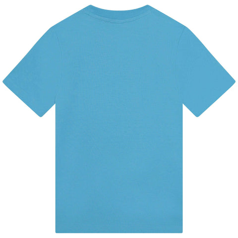 DKNY Boys Blue Cotton Logo T-Shirt