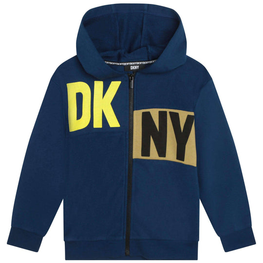 Boys Blue Logo Zip Up Hoodie