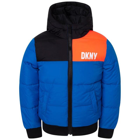 DKNY Boys Blue Reversible Puffer Jacket