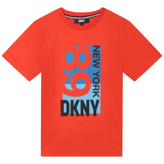 Boys Red Cotton Logo T-Shirt