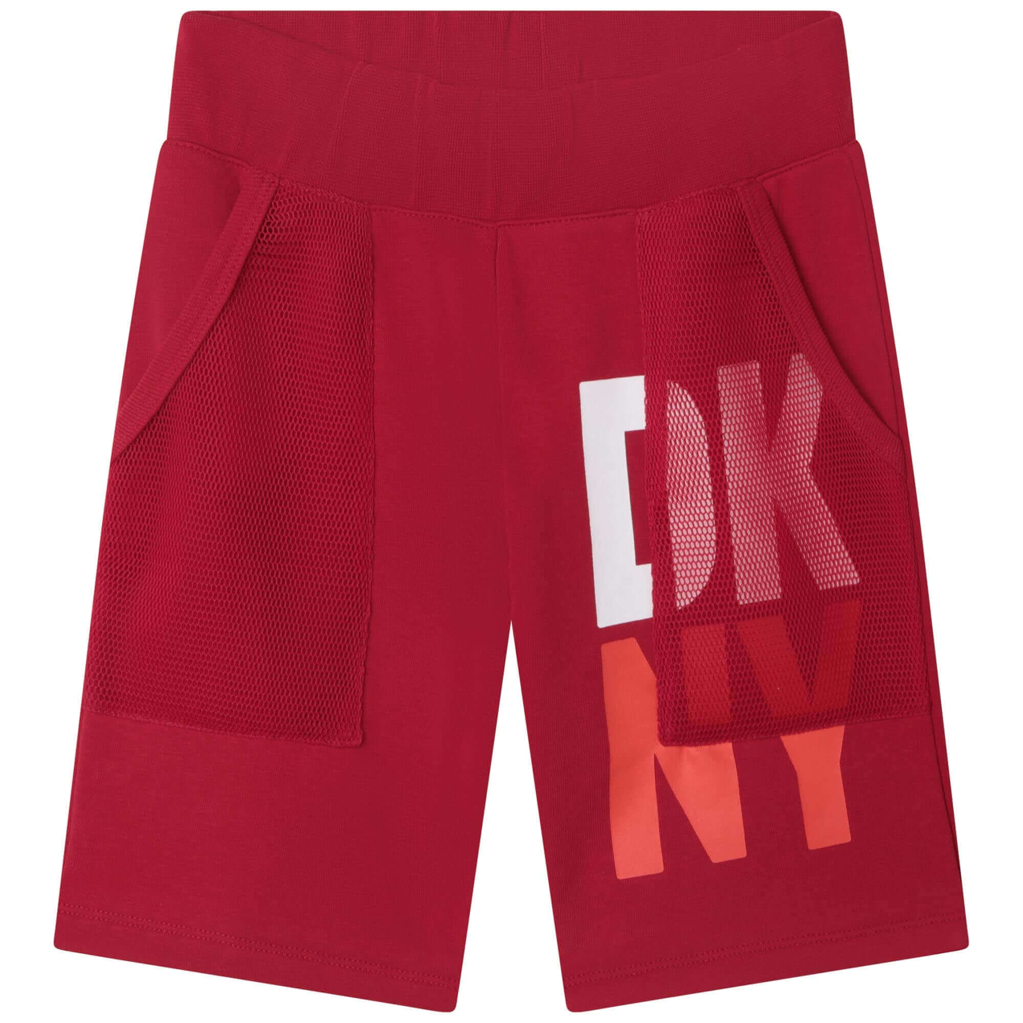 DKNY Boys Red Logo Print Shorts