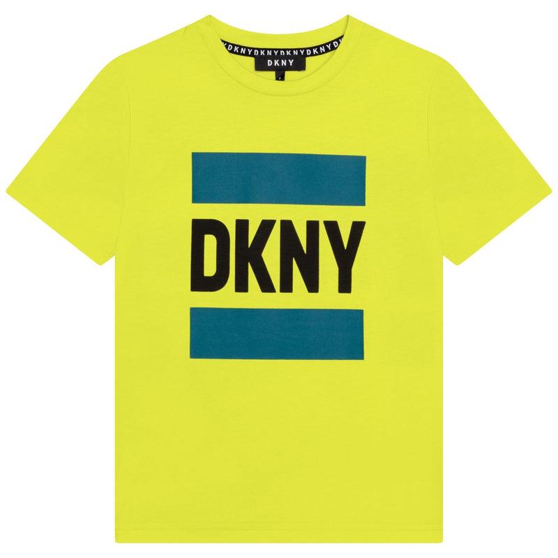 DKNY Boys Yellow Logo Short Sleeves T-Shirt