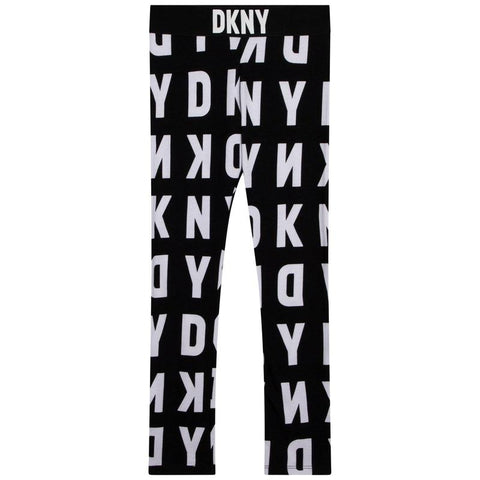 DKNY Girls Black Logo Mania Leggings