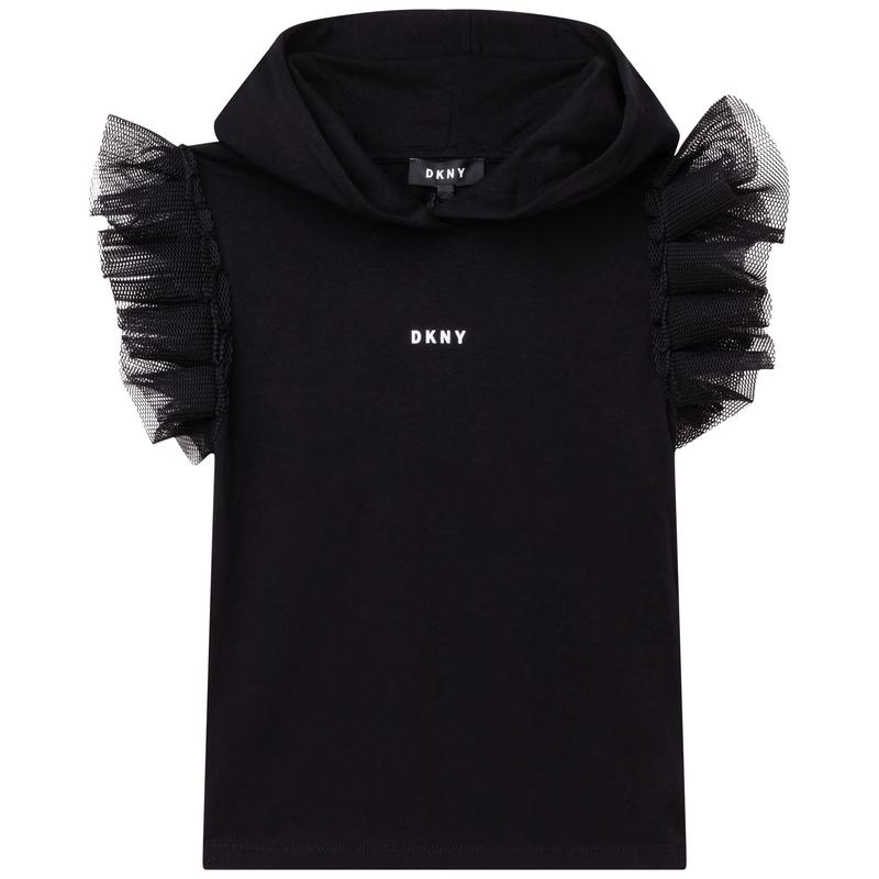 DKNY Girls Black Mesh T-Shirt