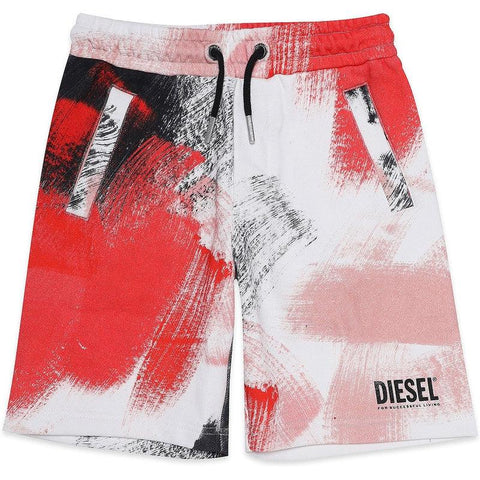 Diesel Boys Red Dye Print Shorts