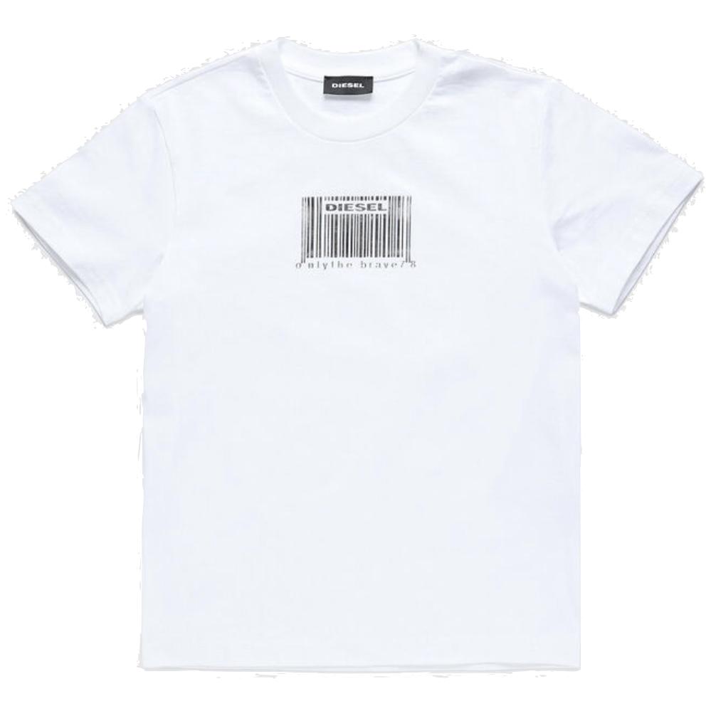 Diesel Boys White Barcode T-Shirt