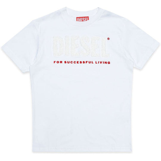 Boys White Living Print T-Shirt