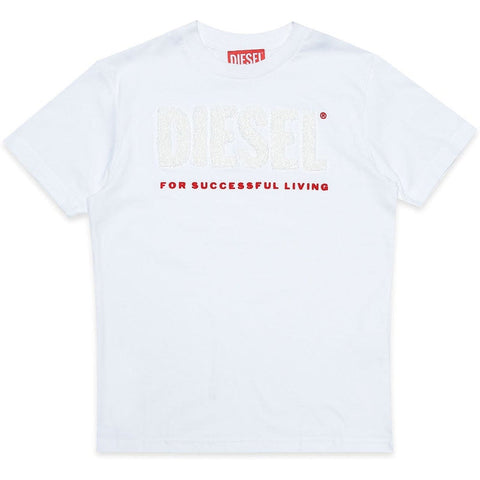 Diesel Boys White Living Print T-Shirt