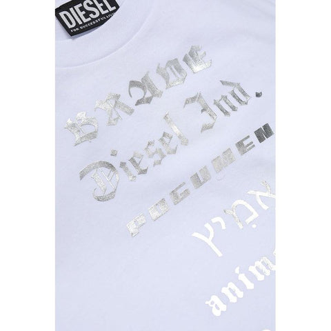 Diesel Boys White Text T-Shirt