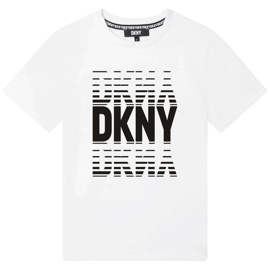 Boys White Cotton Logo T-shirt