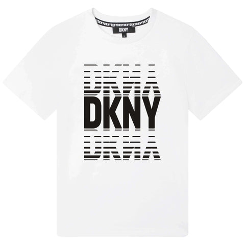 DKNY Boys White Cotton Logo T-shirt