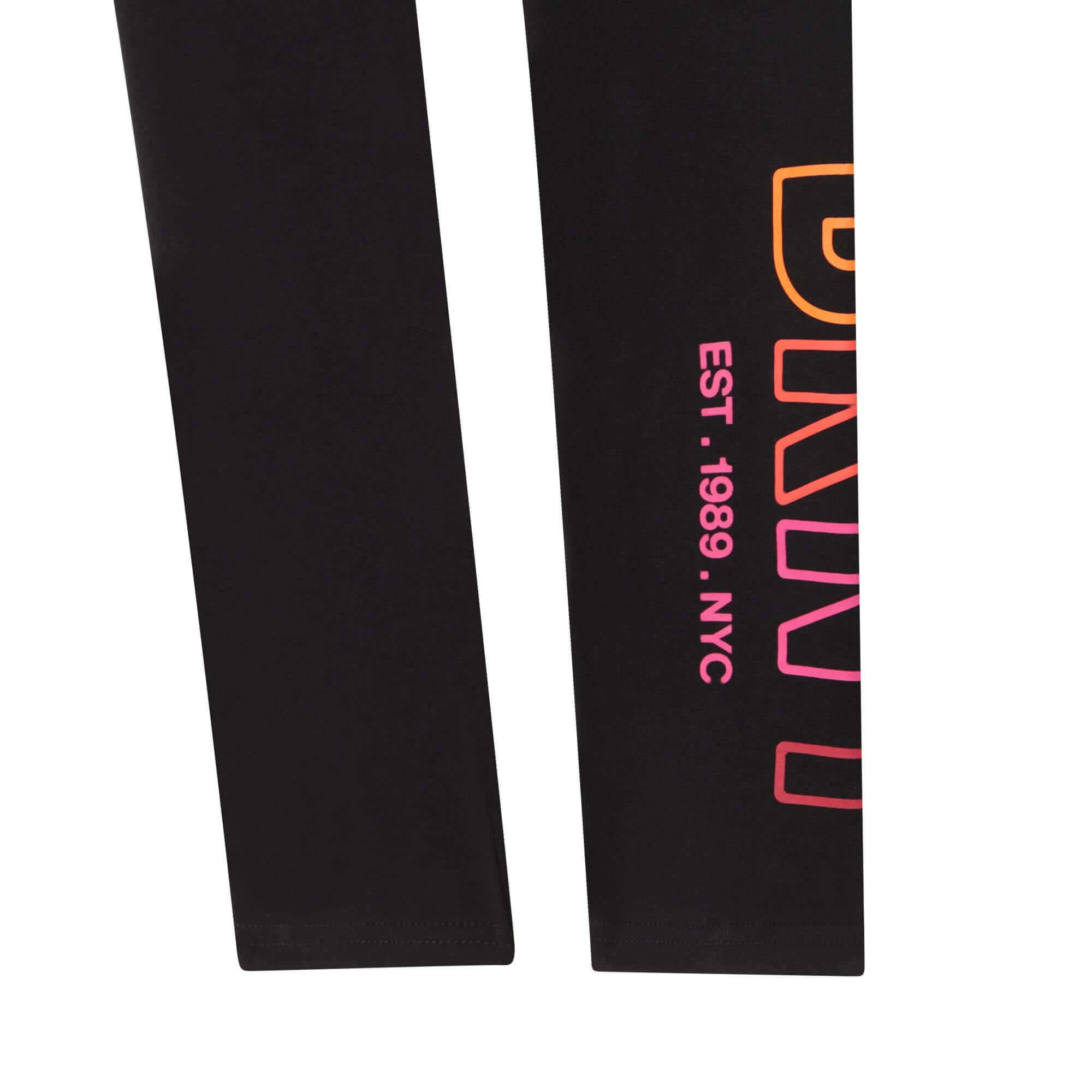 DKNY Girls Black Cotton Logo Leggings