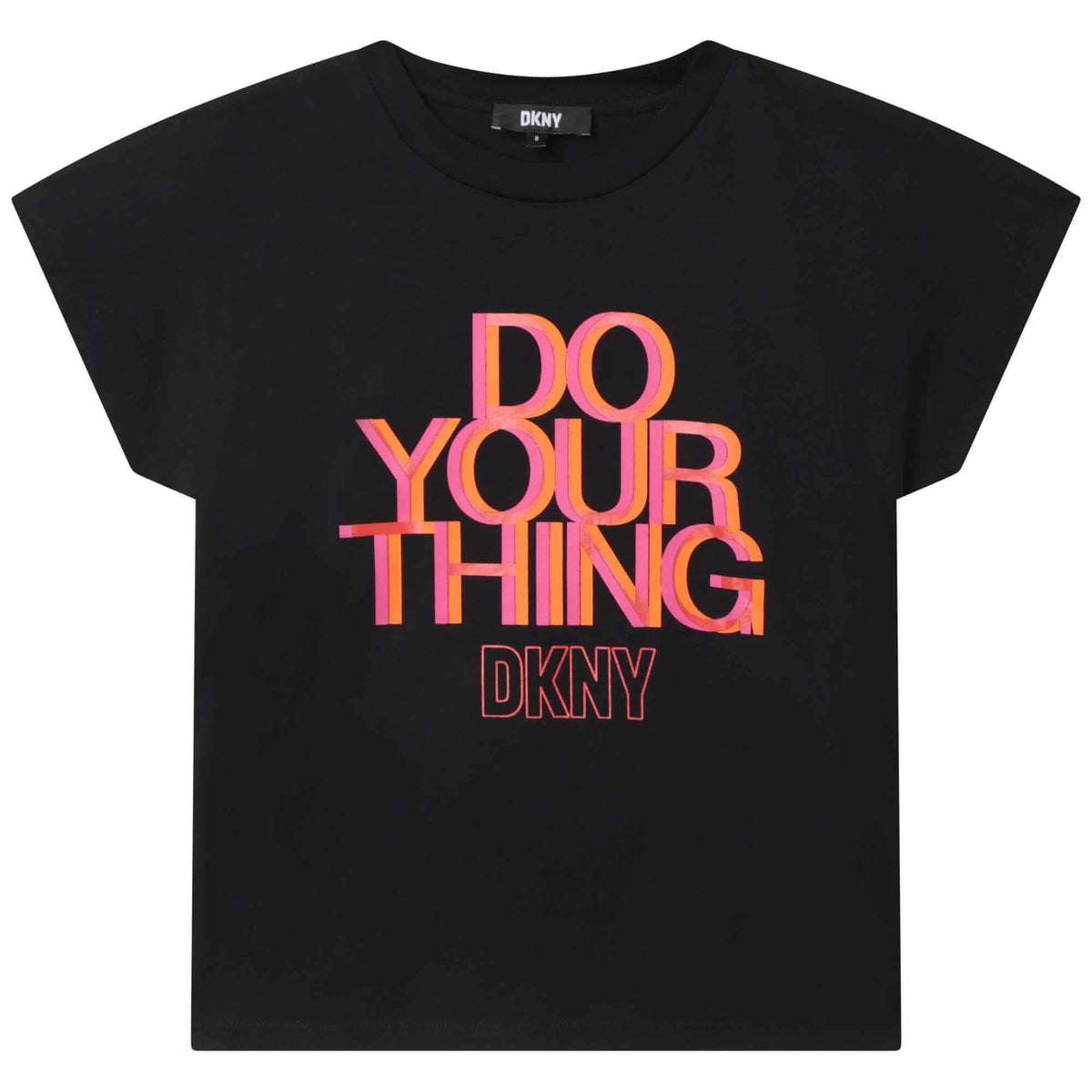 DKNY Girls Black Cotton Slogan T-shirt