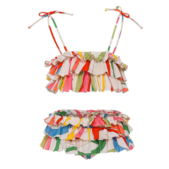 Girls Colourful Frill Bikini