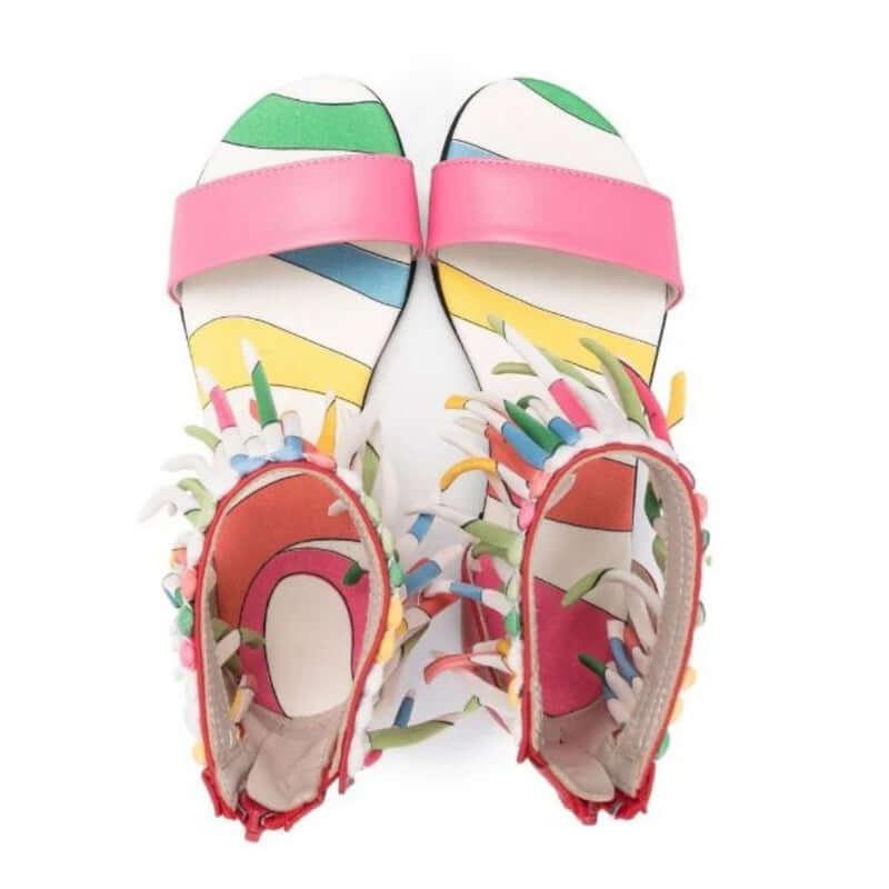 Emilio Pucci Girls Fringe Leather Sandals