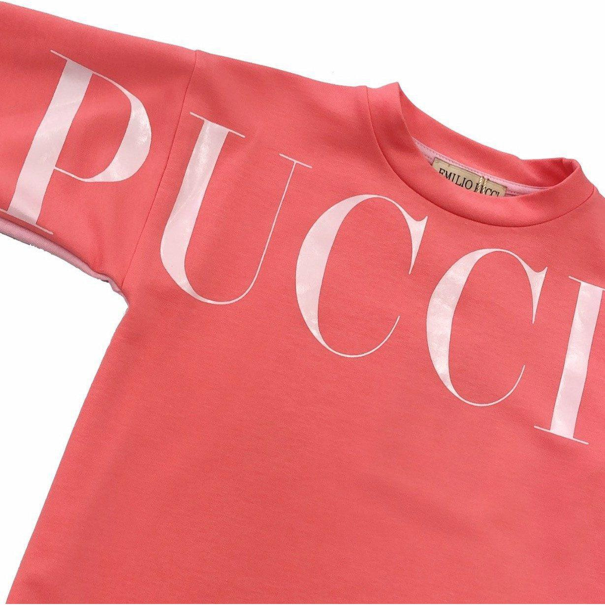 Emilio Pucci Girls Pink Logo Sweatshirt Dress