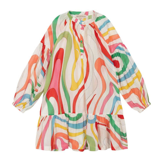 Girls White Colourful Dress