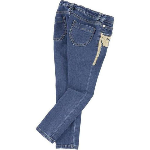 Ermanno Scervino Girls Blue Applique Detail Jeans