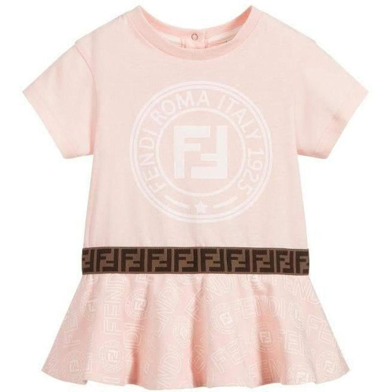 Fendi Baby Girls Pink Logo Jersey Dress