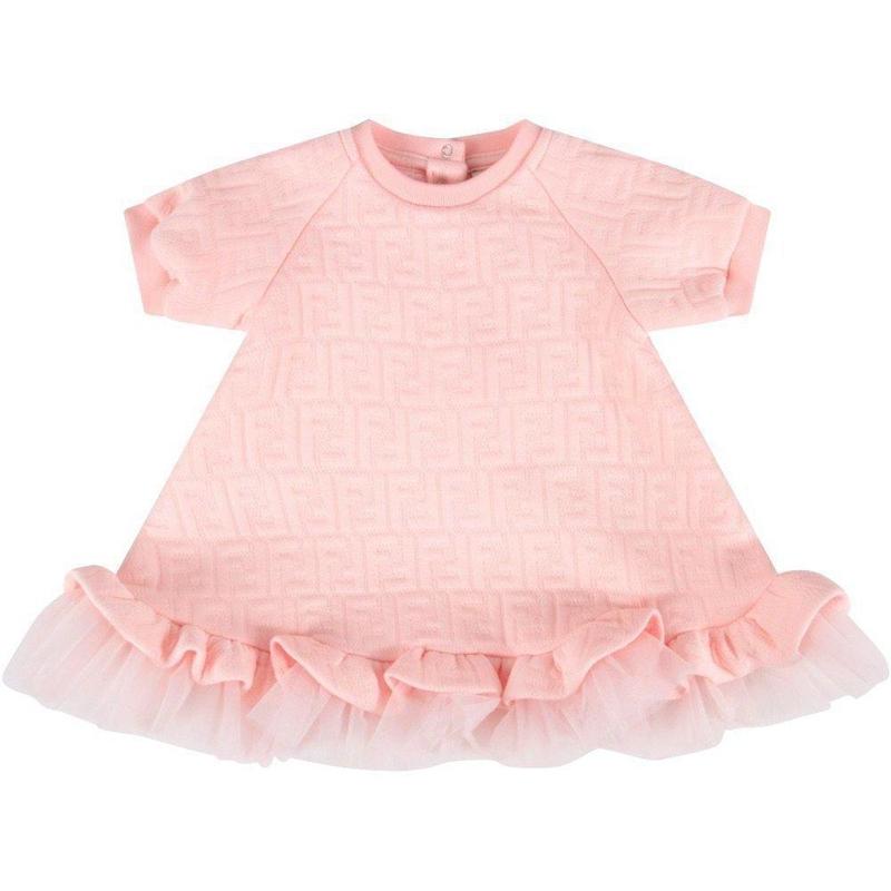 Fendi Baby Girls Pink Logo Tulle Dress