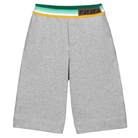Fendi Boys Grey FF Logo Trim Shorts