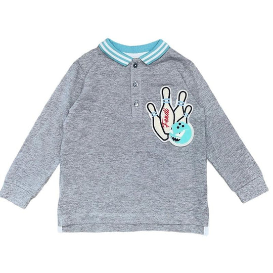 Boys Grey Long Sleeve Polo