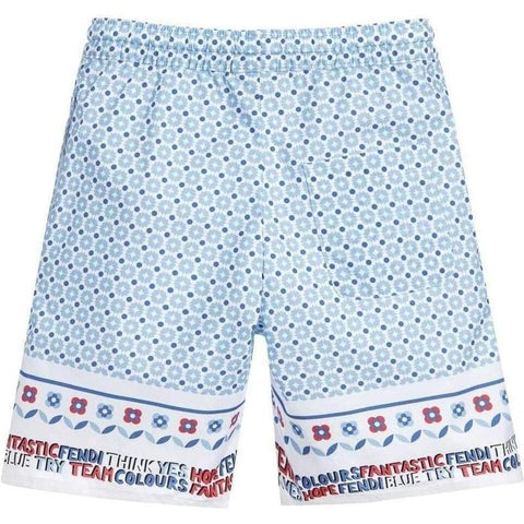 Fendi Boys Pale Blue Bandana Print Shorts