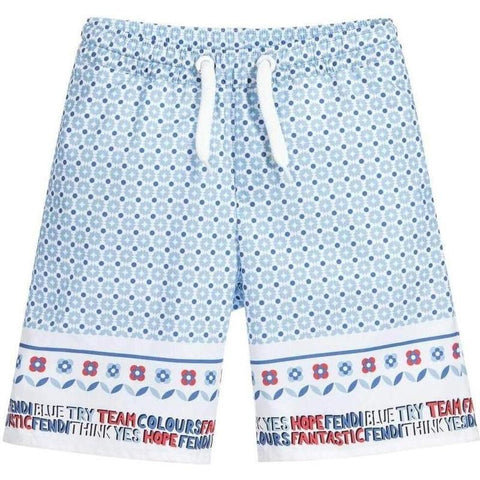 Fendi Boys Pale Blue Bandana Print Shorts