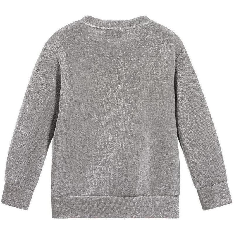 Fendi Girls Silver Lurex Oversized Sweatshirt
