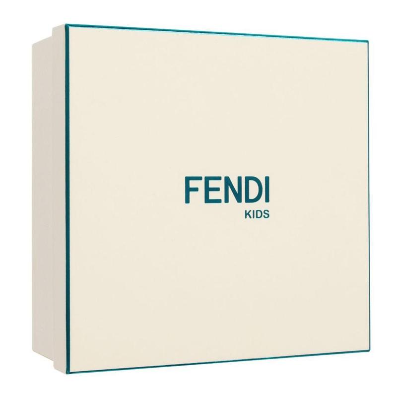 Fendi Girls White Babygrow, Hat & Bib Set