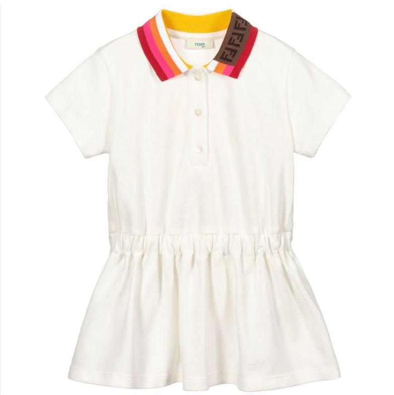 Fendi Girls White Collared Dress