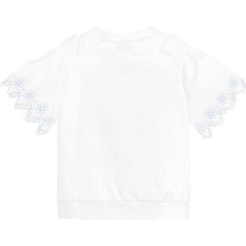 Fendi Girls White Cotton Top with Pale Blue