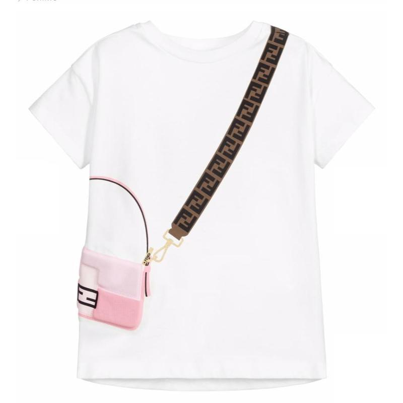 Fendi Girls White & Pink T-Shirt