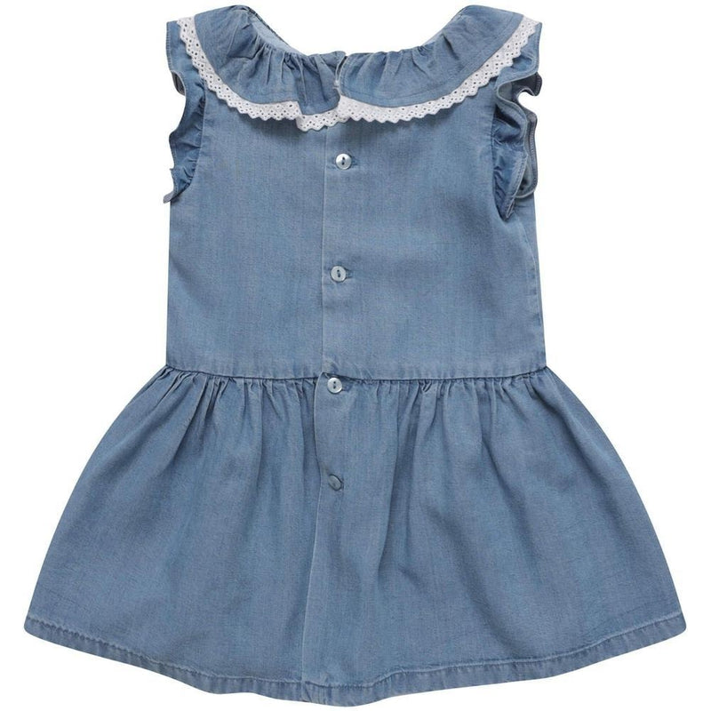 Fina Ejerique Blue Dress with White Ruffle