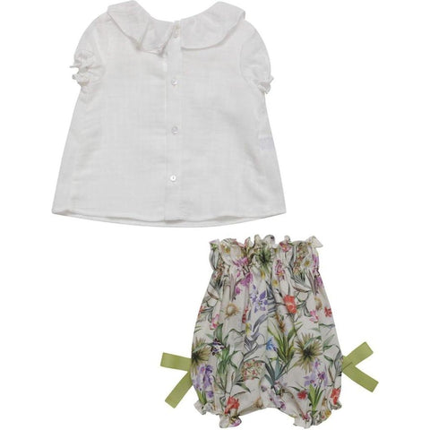 Fina Ejerique White Blouse with Floral Bloomers Set