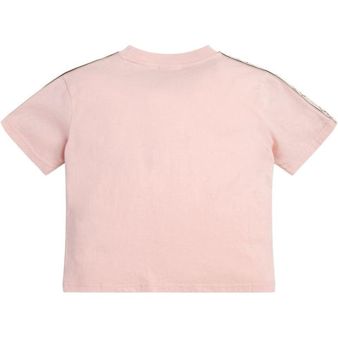 Guess Kids Girls Pink Cotton Logo Short Sleeved T-Shirt