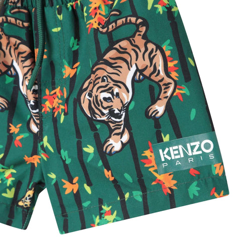 Kenzo Kids Baby Boys Green Bamboo Tiger Swim Shorts