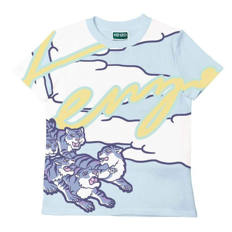 Kenzo Kids Boys Blue Cotton Logo T-Shirt