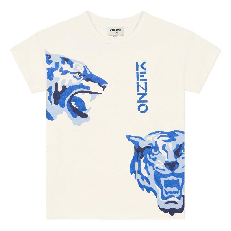 Kenzo Kids Boys Cream Blue Tiger T-Shirt