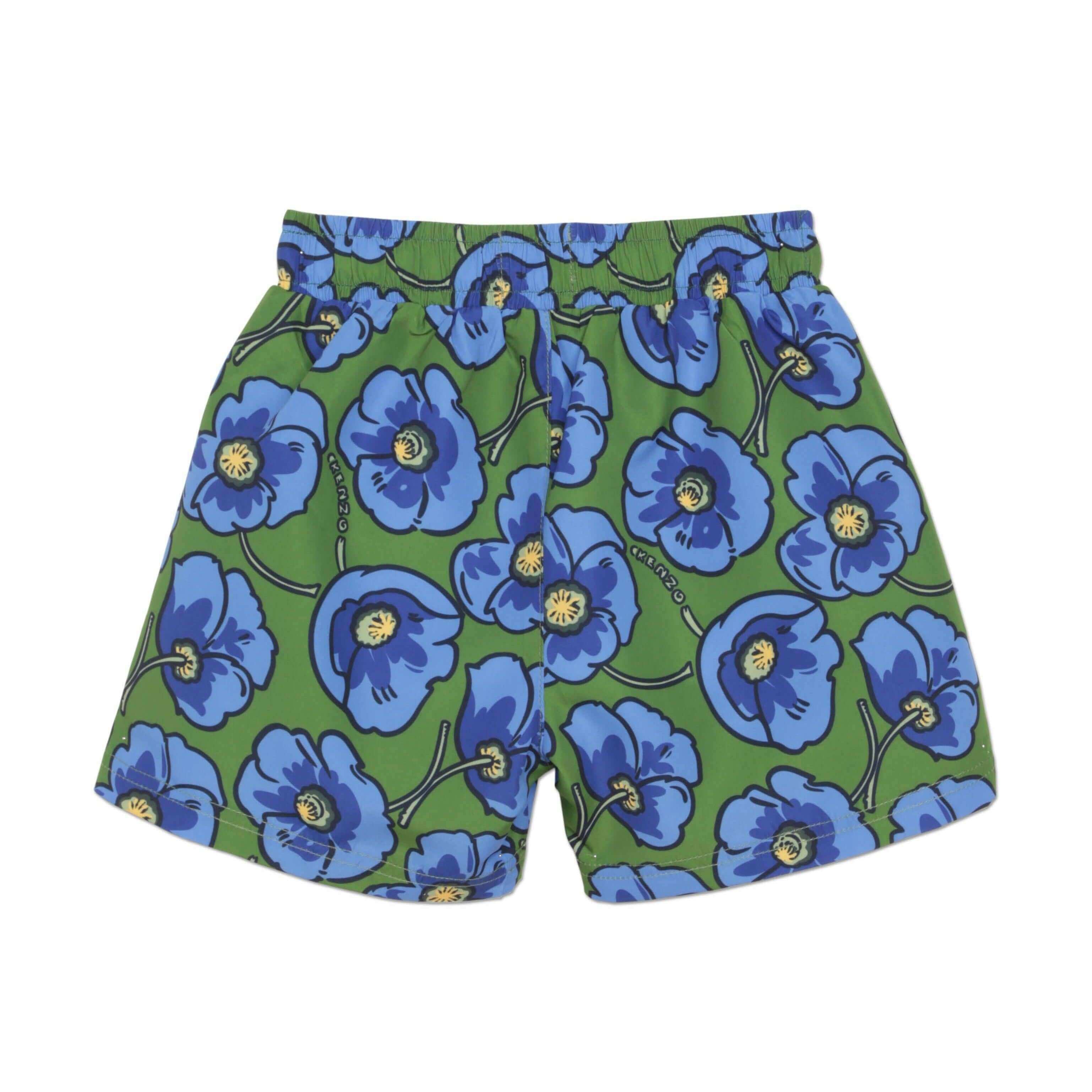 Kenzo Kids Boys Green Flower Swim Shorts