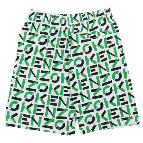 Kenzo Kids Boys Green Logo Mania Bermuda Shorts