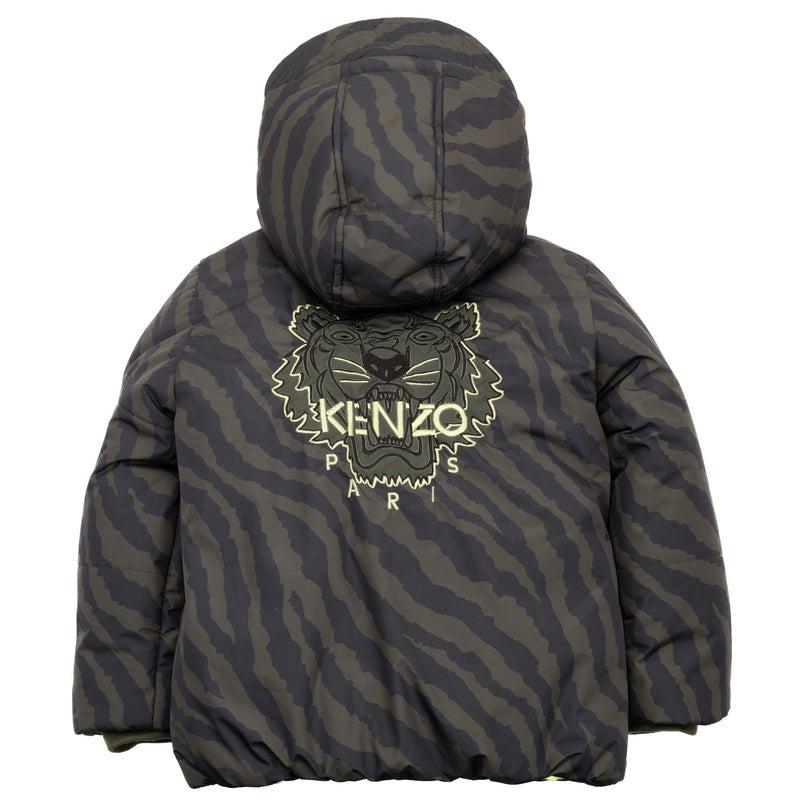 Kenzo Kids Boys Khaki Tiger Print Puffer Coat