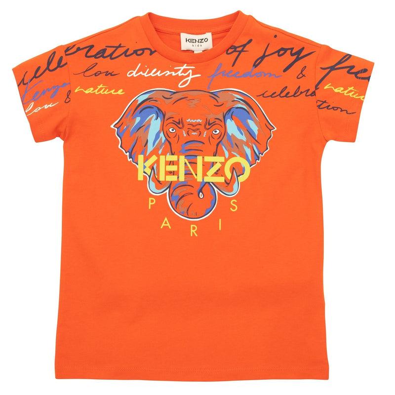 Kenzo Kids Boys Orange Elephant T-Shirt