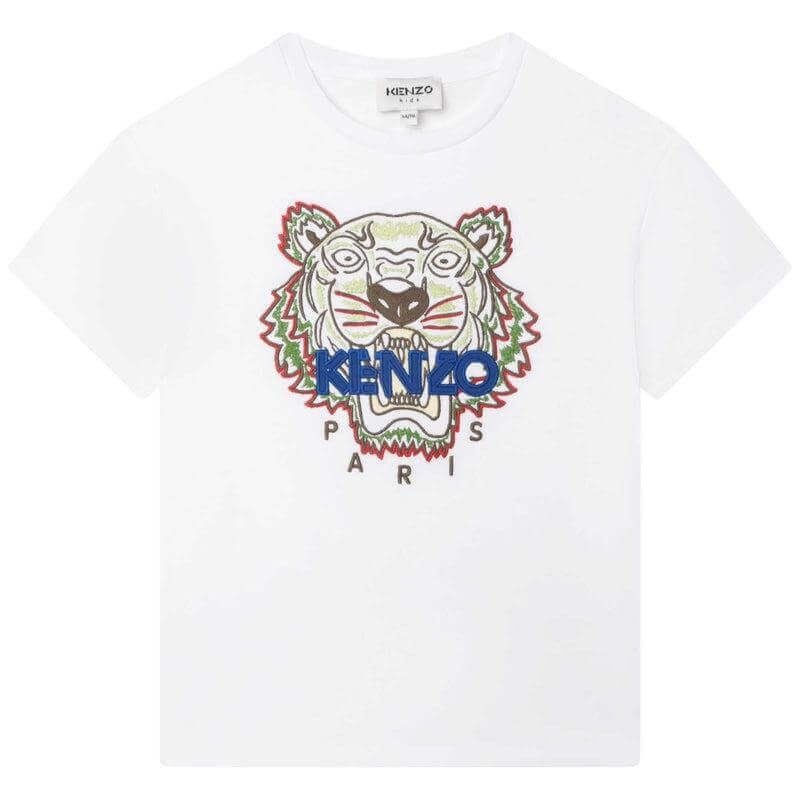 Kenzo Kids Boys White Embroidered Tiger T-Shirt